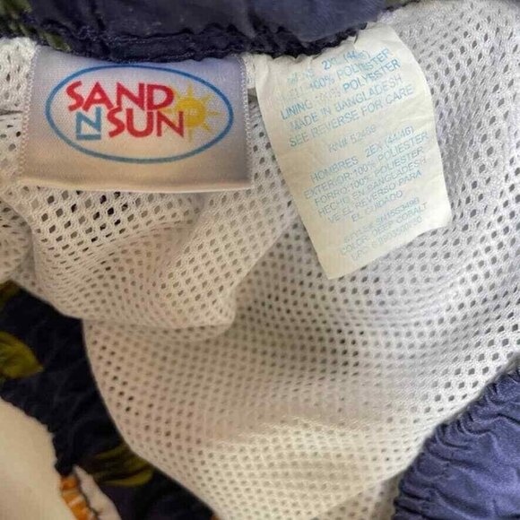 Sand & Sun Swim‎ Trunks Mens 2XL 44-46 Blue Floral Hawaiian Mesh Lined Pockets - Picture 5 of 7